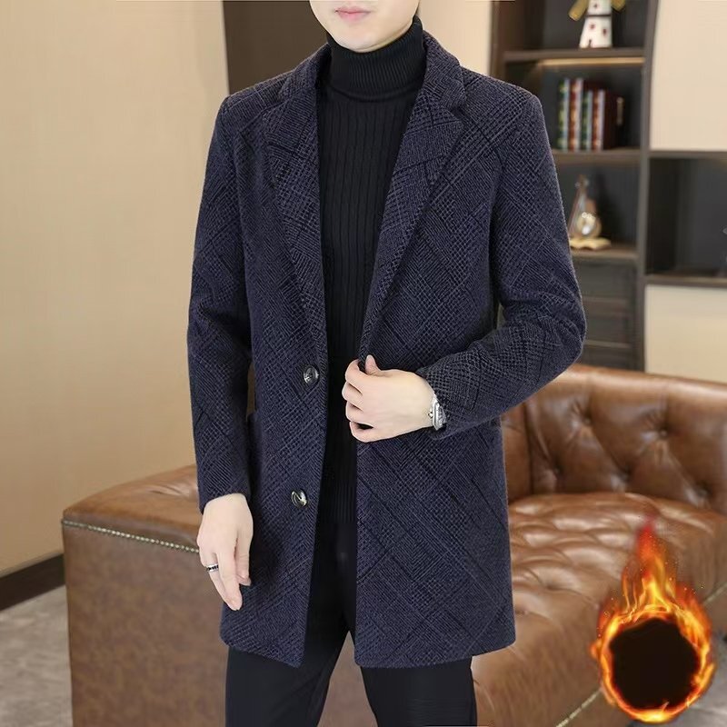 LRM5162チェスターコート メンズ トレンチコート ロング丈 アウター ビジネス カジュアル スリム 細身 高品質 秋冬 厚手 2色拍卖