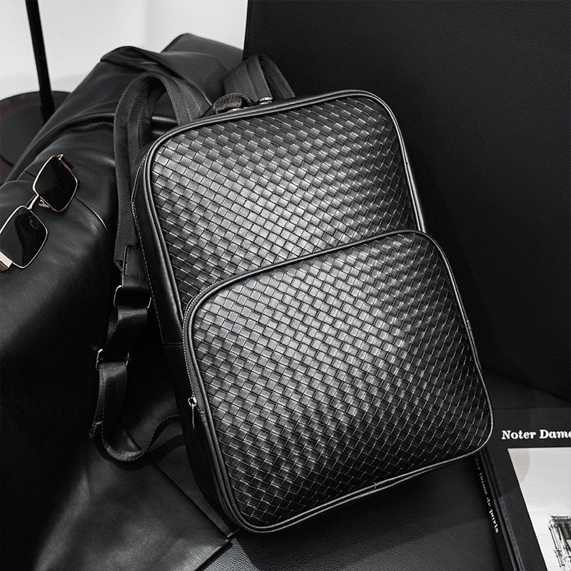OHJ1013★ビジネスリュック 編み込み ビジネス メンズ レディース バッグ pu革 パソコンバッグ クッション材入り バックパック A4対応拍卖