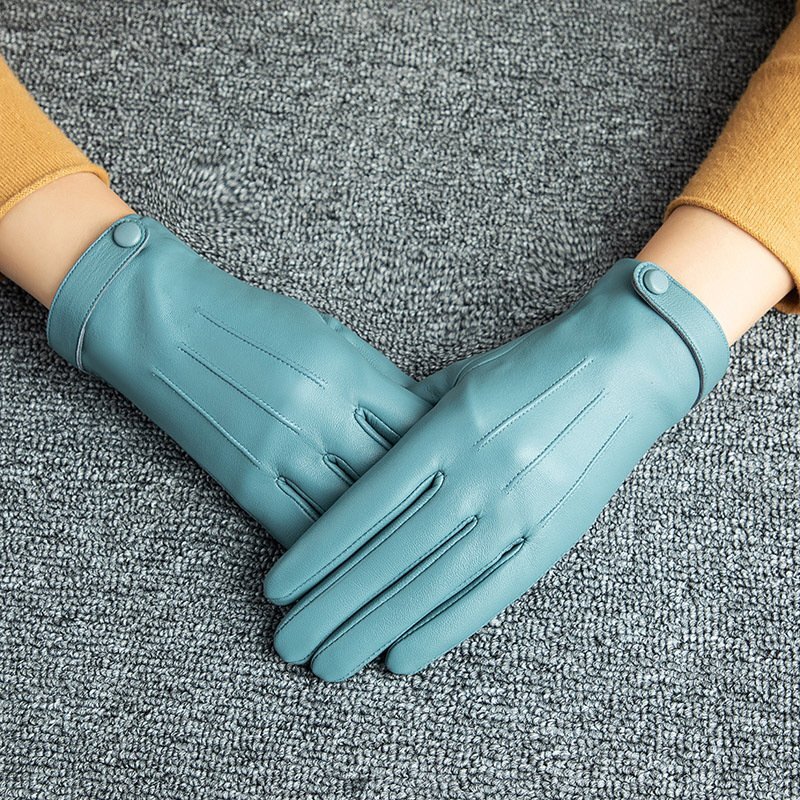 OHJ1155★人気 3色選択可レディース 女性用 手袋 ショート レザー 本革 スマホ対応 手作り 通勤 運転 裏起毛防風 手ぶくろ 防寒 撥水拍卖