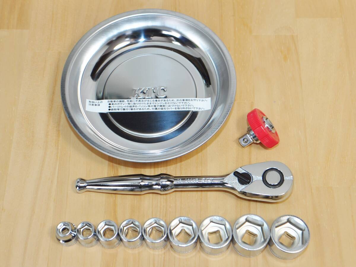 ◆KTC 9.5sq ラチェットハンドル他 全4種類セット◆工具セット ツールセット ラチェットセット ソケット パーツトレイ♪拍卖