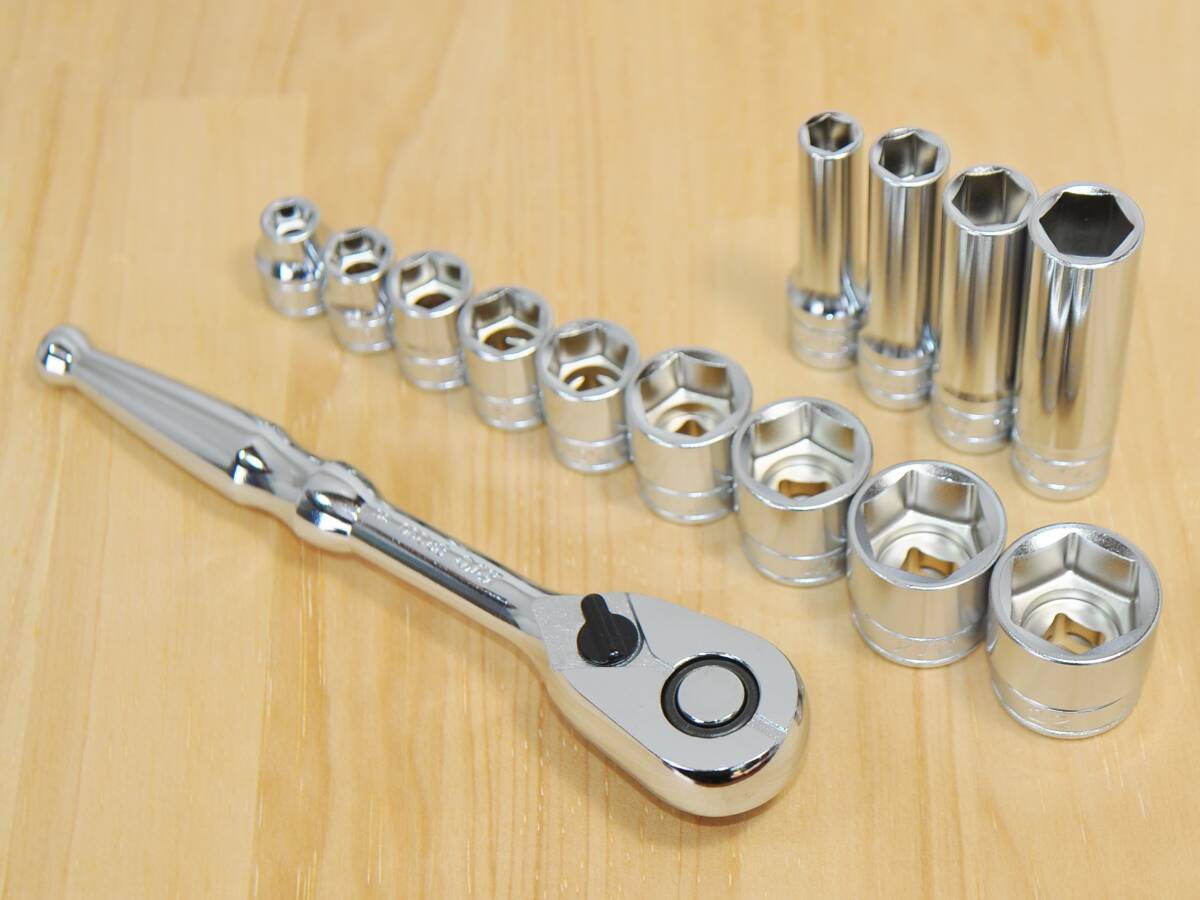 ★KTC 9.5sq ラチェットハンドル BR390+ソケット 9個+ディープ 4個★ディープソケット拍卖