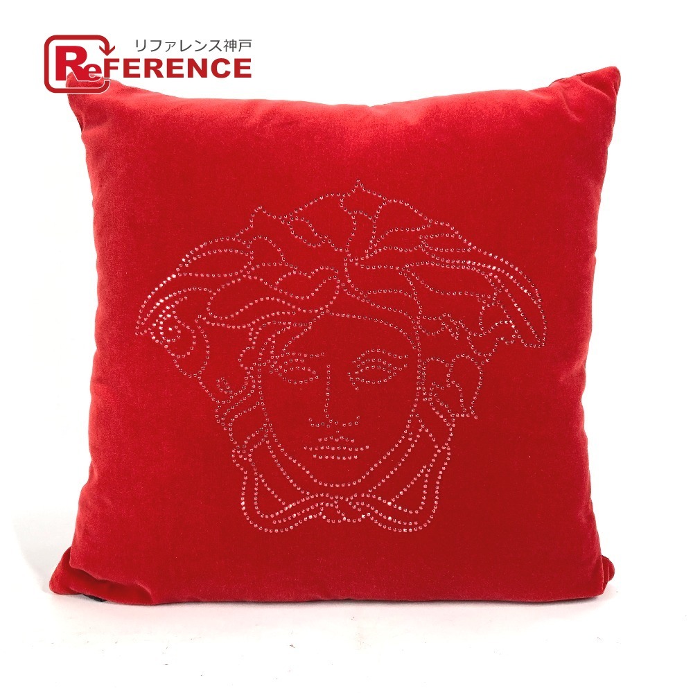 未使用 VERSACE ヴェルサーチ メデューサ ロゴ ラインストーン ピロー 枕 インテリア ホーム クッション レッド レディース【中古】拍卖