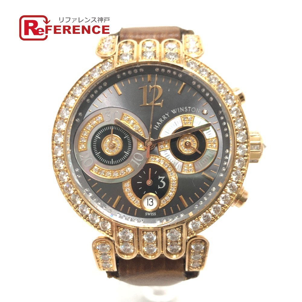 HARRY WINSTON ハリーウィンストン 200/UCA39R プルミエール クロノグラフ 純正ダイヤ シェル 自動巻き 腕時計 ゴールド メンズ【中古】拍卖