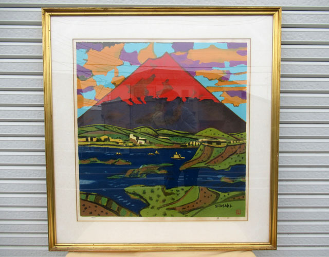 即決■真作 田崎広助 リトグラフ 朱富士■き-77拍卖