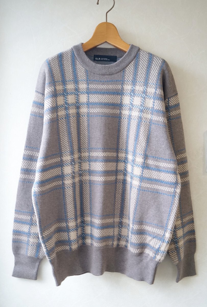 ◆ユナイテッドアローズglr *コットン×ウール チェッククルーネックニット S /green label relaxing * 古着のgplus広島 2412t1拍卖