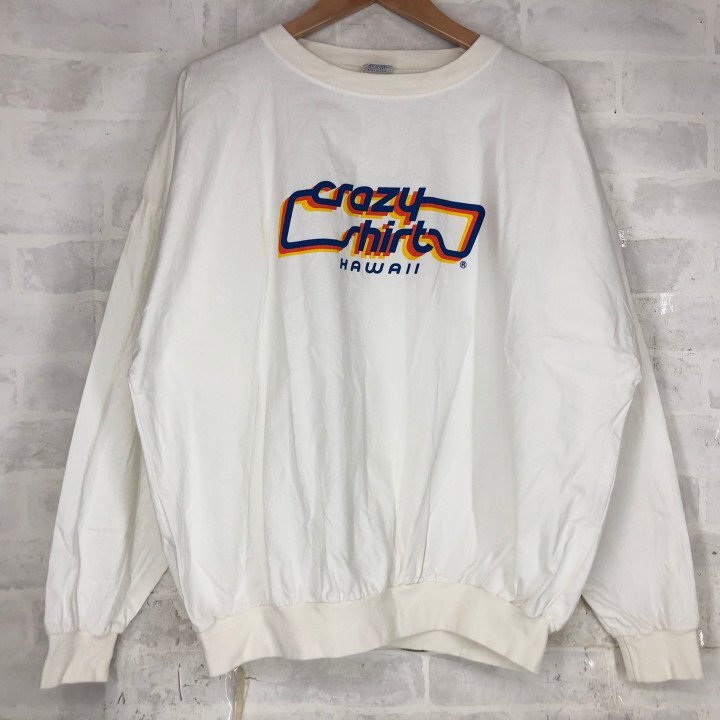 90s crazy shirt クレイジーシャツ USA製 ロゴプリント コットン プルオーバー トップス SIZE: L ホワイト ヴィンテージ MH632024120313拍卖