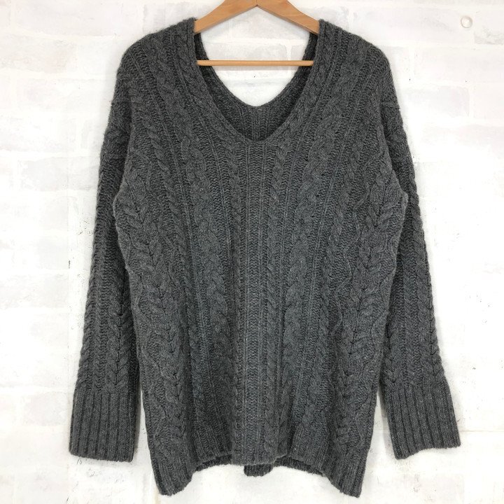 IENA イエナ アラン Vネック プルオーバー ニット セーター SIZE: FREE グレー LH632024122603拍卖