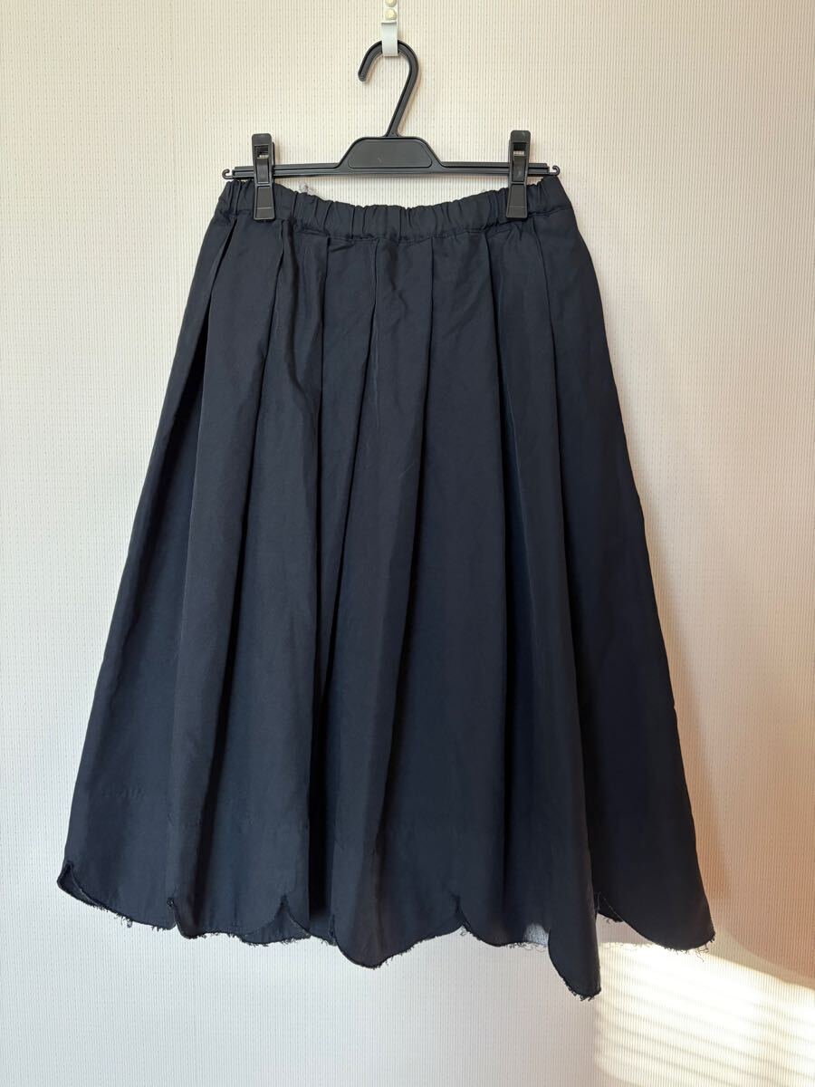美品◆コムデギャルソン コムコム COMME des GARCONS COMME des GARCONS スカラップフレアスカート タックスカート◆濃紺ネイビー◆S拍卖