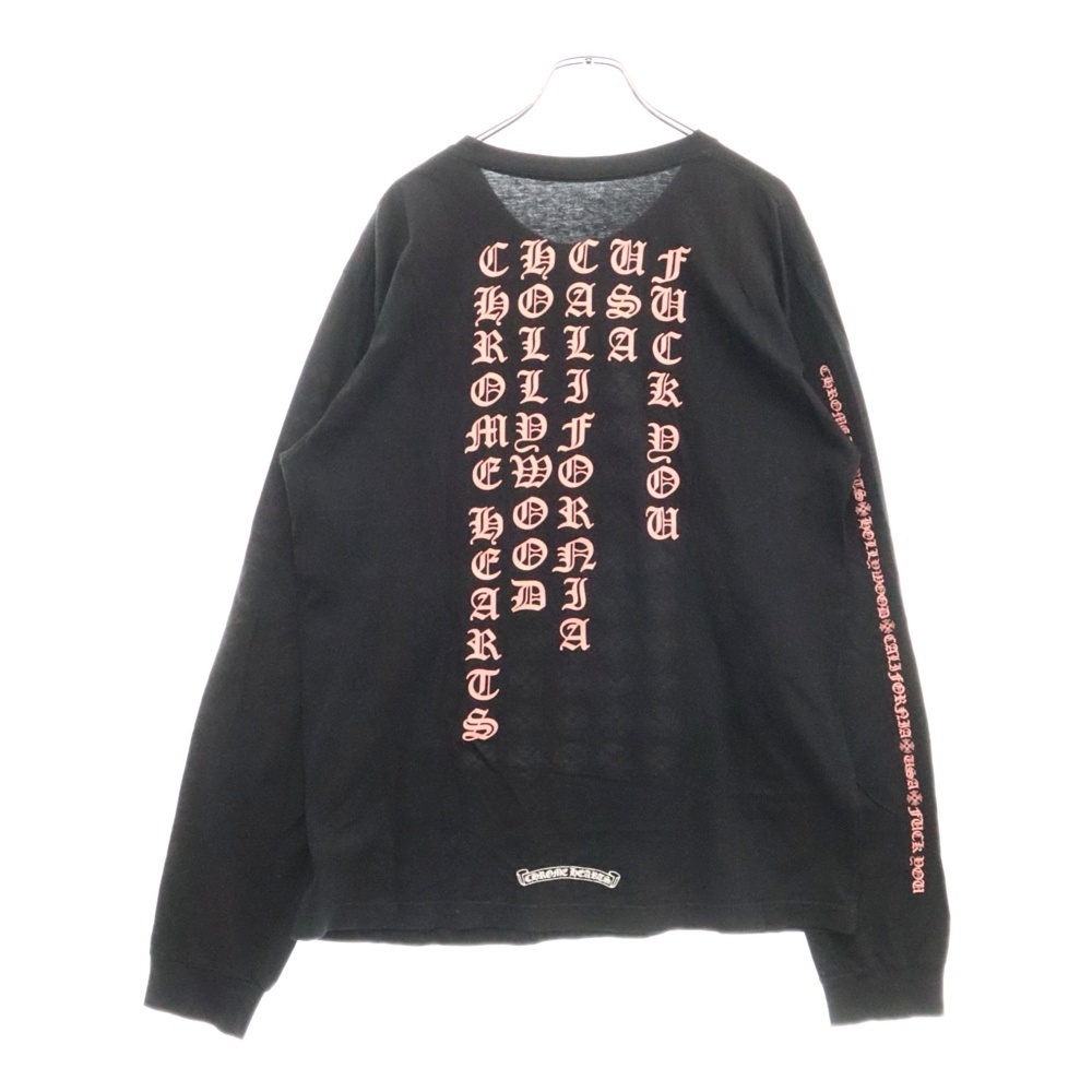 CHROME HEARTS クロムハーツ バックレタリングロゴプリント ポケット付き クルーネック長袖Tシャツ カットソー ブラック拍卖