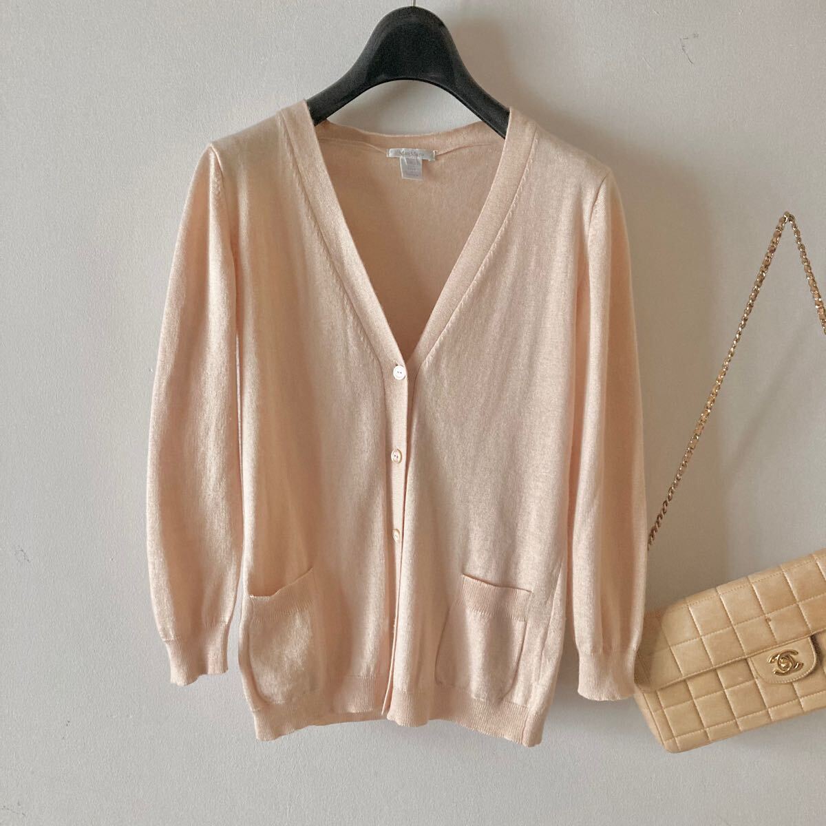 マックスマーラ白タグ *ふわとろカシミヤシルク ハイゲージニットカーディガン *ピンクベージュ拍卖