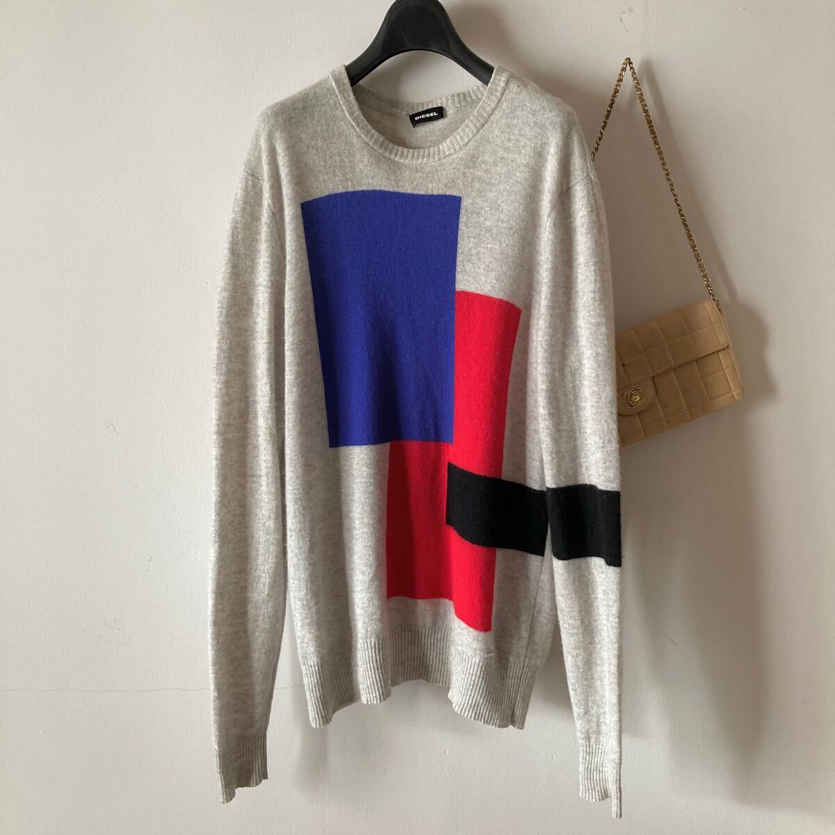 ディーゼル*ふわとろカシミヤウール クルーネックニット*淡いグレー拍卖