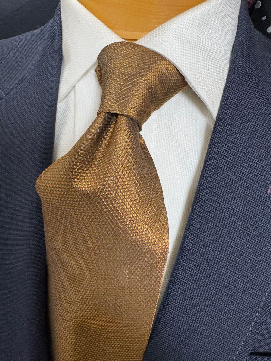 【美品】人気JILSANDER ソリッドタイ 大剣約9cm シルク イタリア製 ジルサンダー ブラウンキャメル拍卖