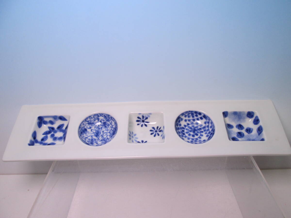 ☆お料理屋さんの器 祥山 染付 絵変わり 珍味いれ盛り皿 調味料入れ料理皿/懐石/割烹/日本料理拍卖