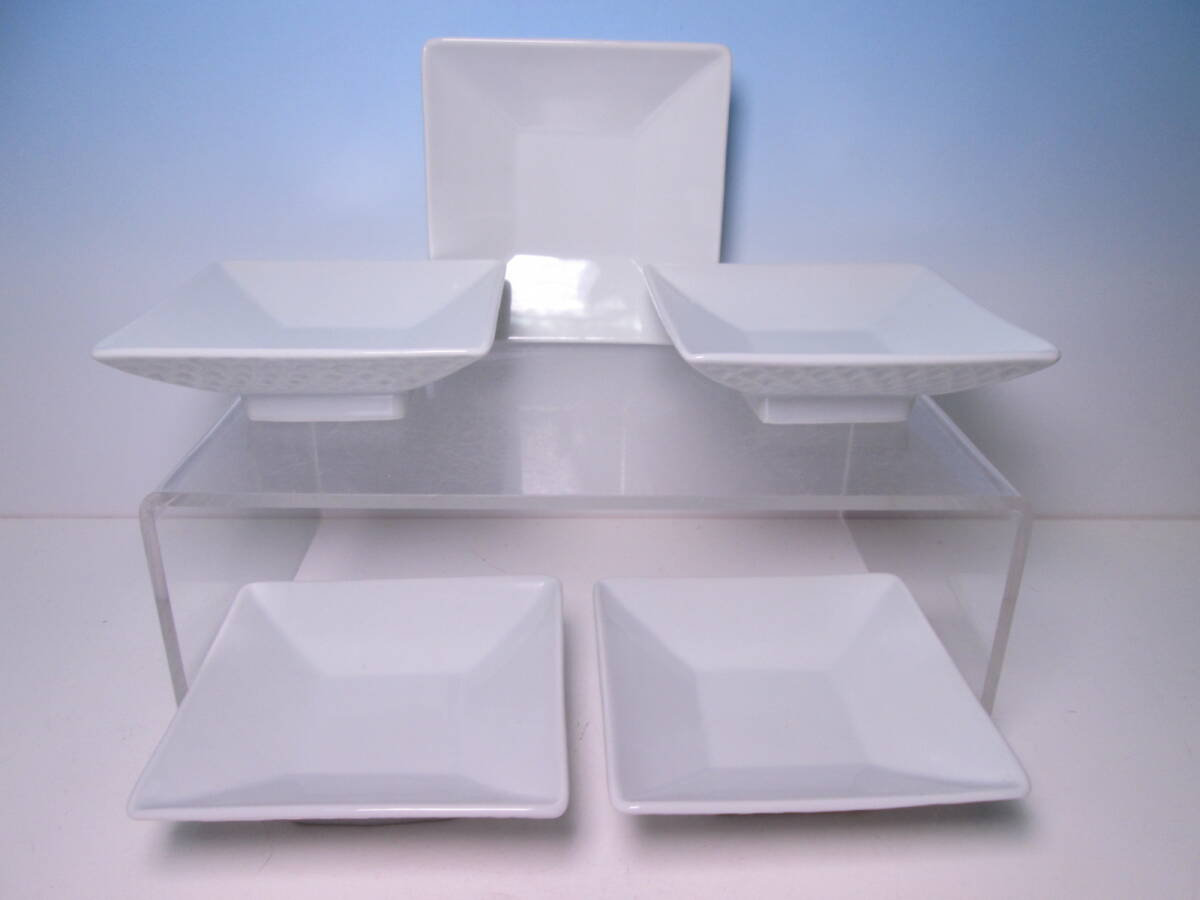 ☆お料理屋さんの器 在印 白磁 台皿 11,2cm 五客 箱無 向付/懐石/割烹/日本料理 拍卖