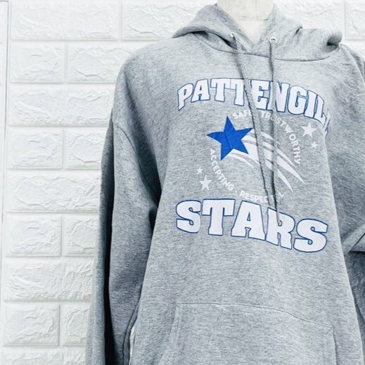 【A2885】PORT and COMPANY ポートアンドカンパニー パーカー プルオーバー メンズ 長袖 グレー スター柄 カジュアル スポーツ Lサイズ拍卖