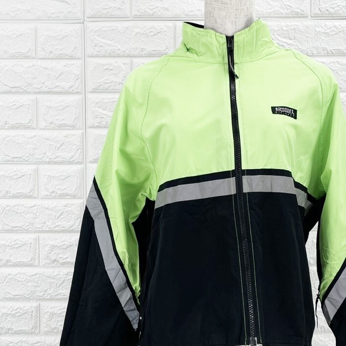 【A2852】Running Room ランニングルーム ジャケット ランニングジャケット メンズ 蛍光グリーン×ブラック 高視認性 防風 XS~Sサイズ拍卖