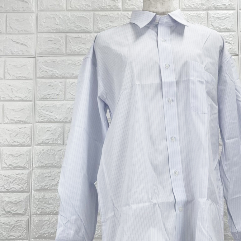 【A2554】Franco Collezioni フランココレツィオーニ シャツ メンズ 長袖 ビジネス フォーマル ストライプ ホワイト×ブルー系 Lサイズ拍卖