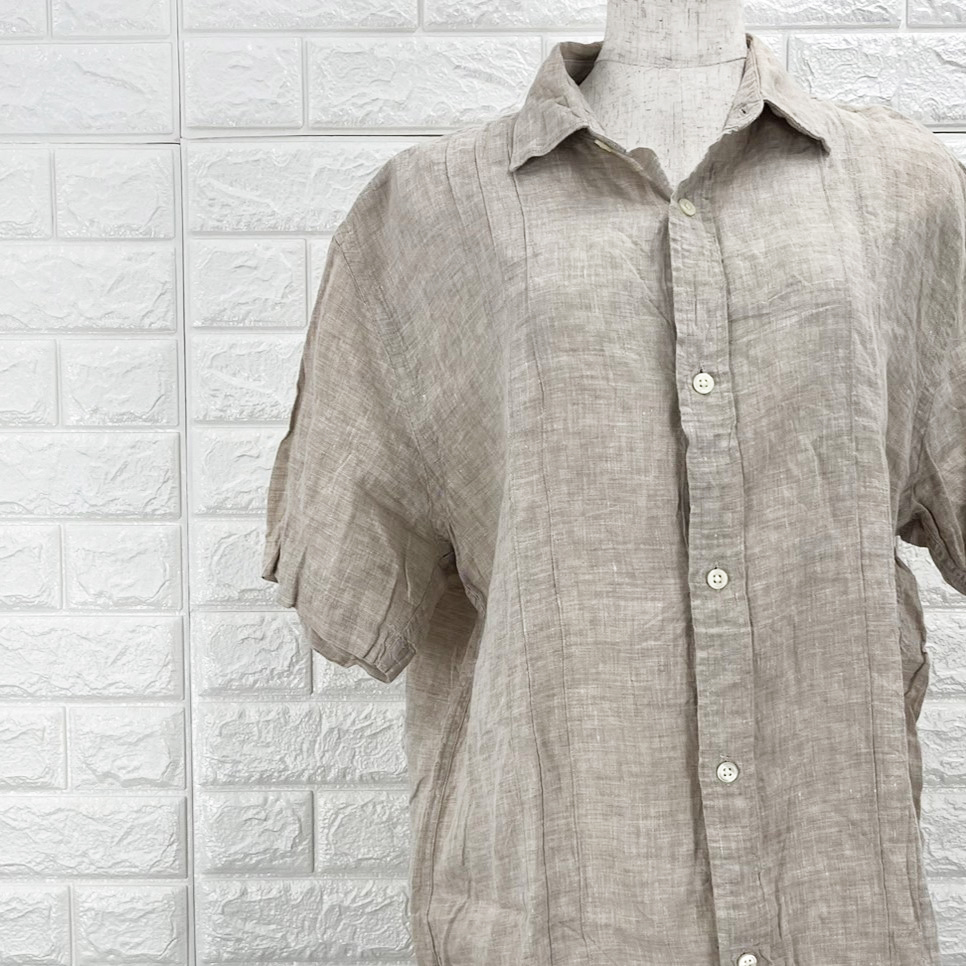 【A2833】CLAIBORNE by JOHN BARTLETT クレイボーン・バイ・ジョン・バートレット シャツ メンズ ベージュ カジュアル 半袖 Mサイズ拍卖