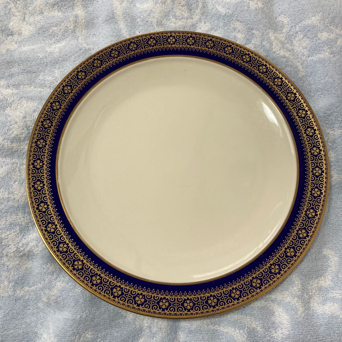 n 3727 ノリタケ Aristocrat アリストクラット ブルー 金彩 プレート 大皿 1枚拍卖