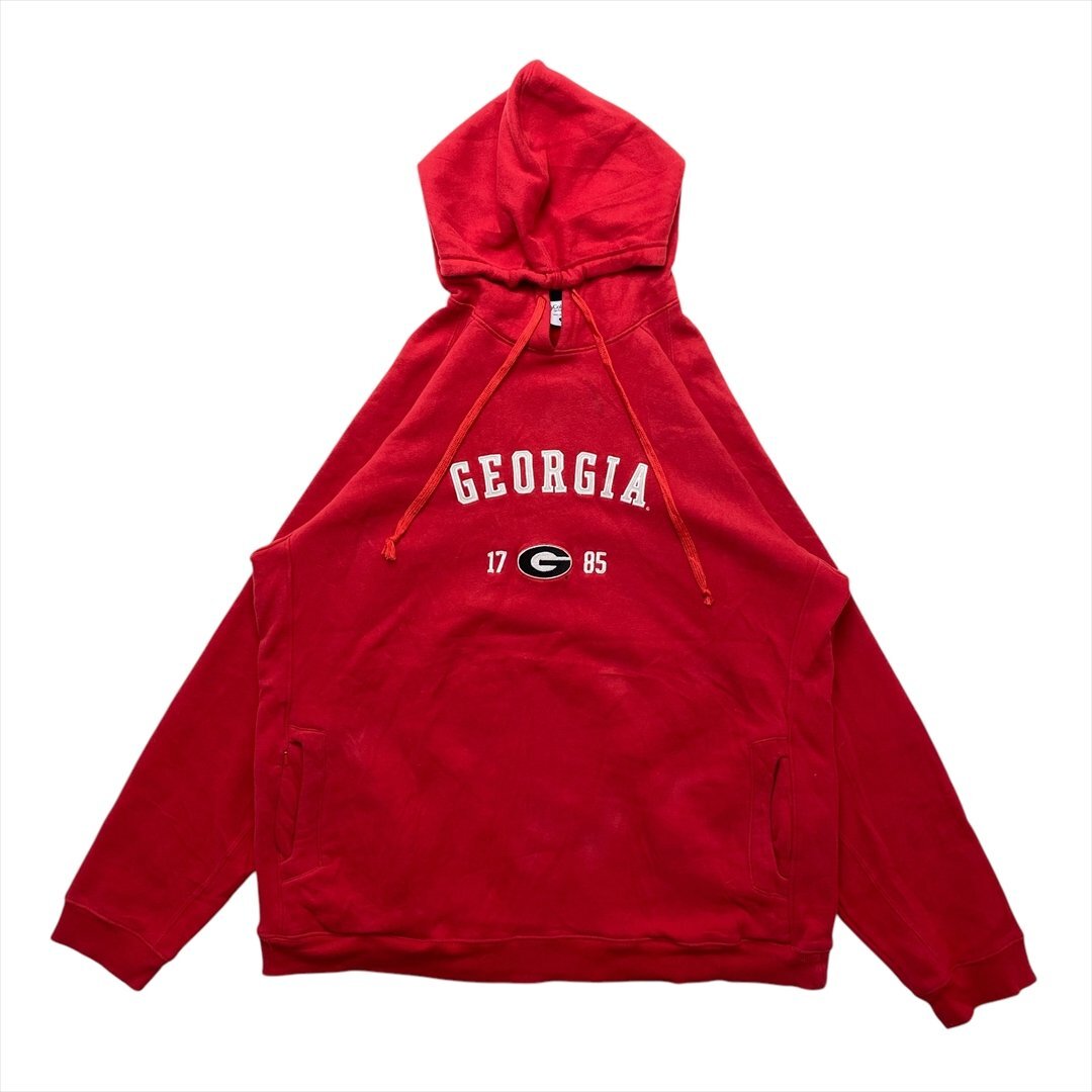 コロンビア ジョージア大学 パーカー レッド Columbia 古着 メンズ XL カレッジパーカー アメフト クリーニング済み拍卖