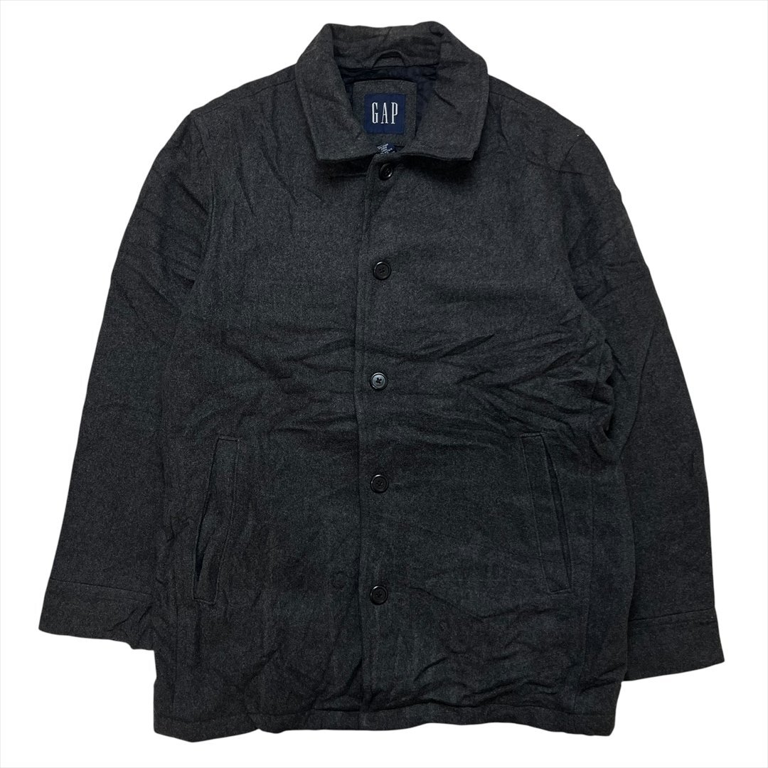 【訳アリ】90s~00s オールド ギャップ ウールミドルジャケット ジャケット グレー GAP 古着 メンズ M 裏地キルティング拍卖