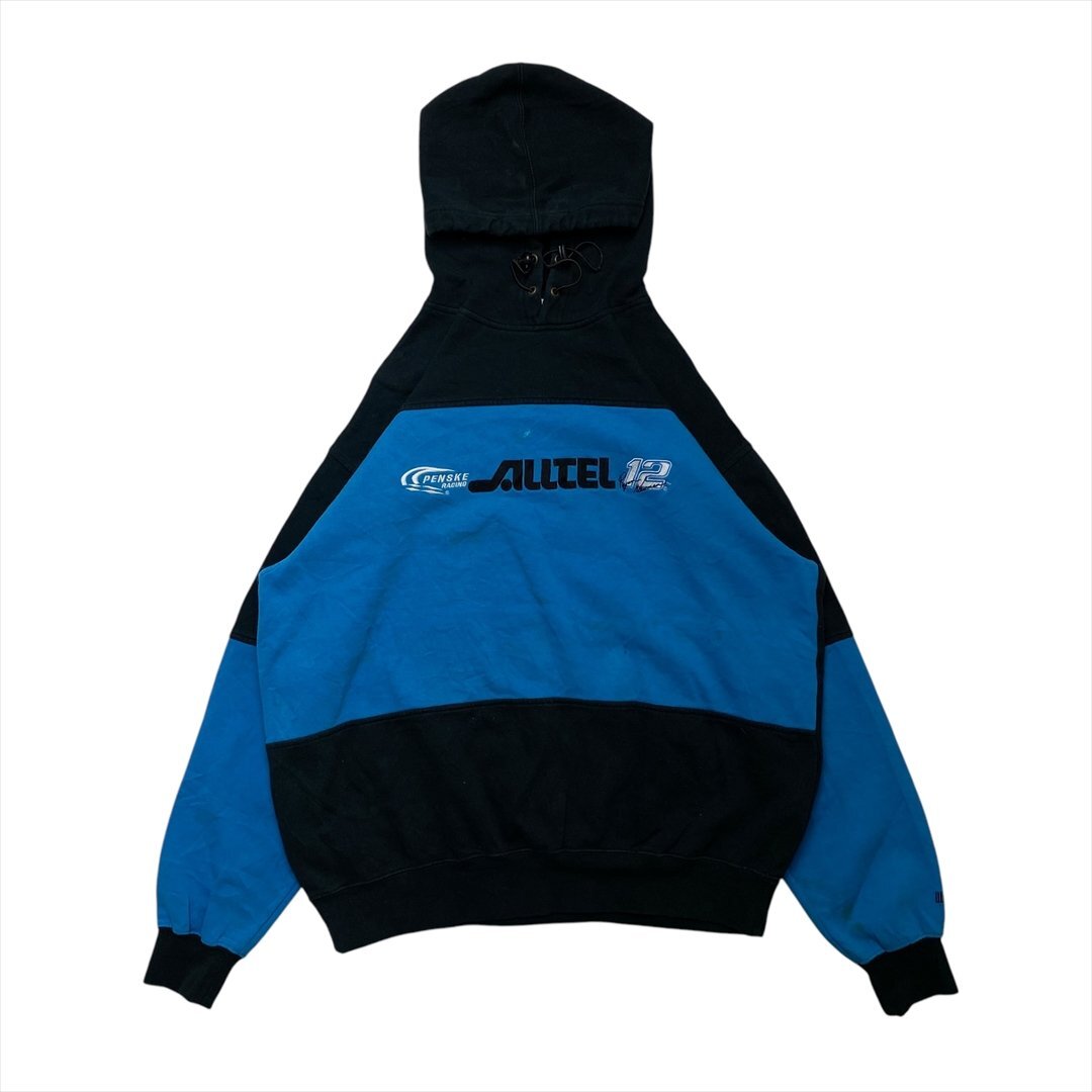 Hase レーシング系 パーカー ブラック 古着 メンズ L ロゴ バイカラー クリーニング済み拍卖