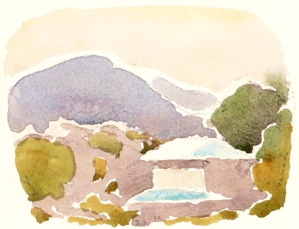 山田真二『風景』◆水彩 肉筆◆直筆サイン有◆実力作家!個展多数!白日会!日動画廊取扱!額装拍卖