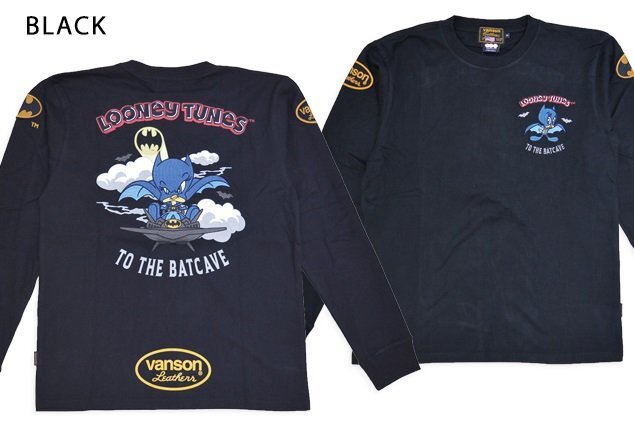 vanson×LOONEY WARNER BROS.100周年記念モデル 天竺ロングTシャツ◆vanson ブラックLサイズ LTV-2501 バンソン ヴァンソン バットマン拍卖