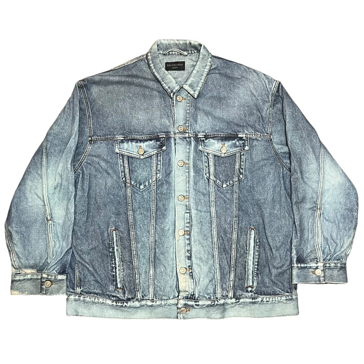 BALENCIAGA 2022AW Trompe l'il heavy cotton jersey denim jacket バレンシアガ トロンプルイユ ヘビーコットン ジャケット 714044拍卖