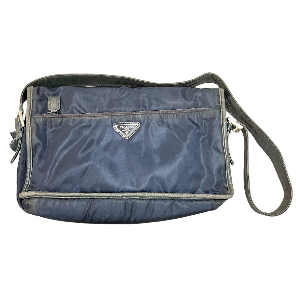 PRADA ARCHIVE HYBRID LEATHER NYLON FLAP MESSENGER BAG プラダ アーカイブ ハイブリッドレザー ナイロン メッセンジャーバッグ拍卖