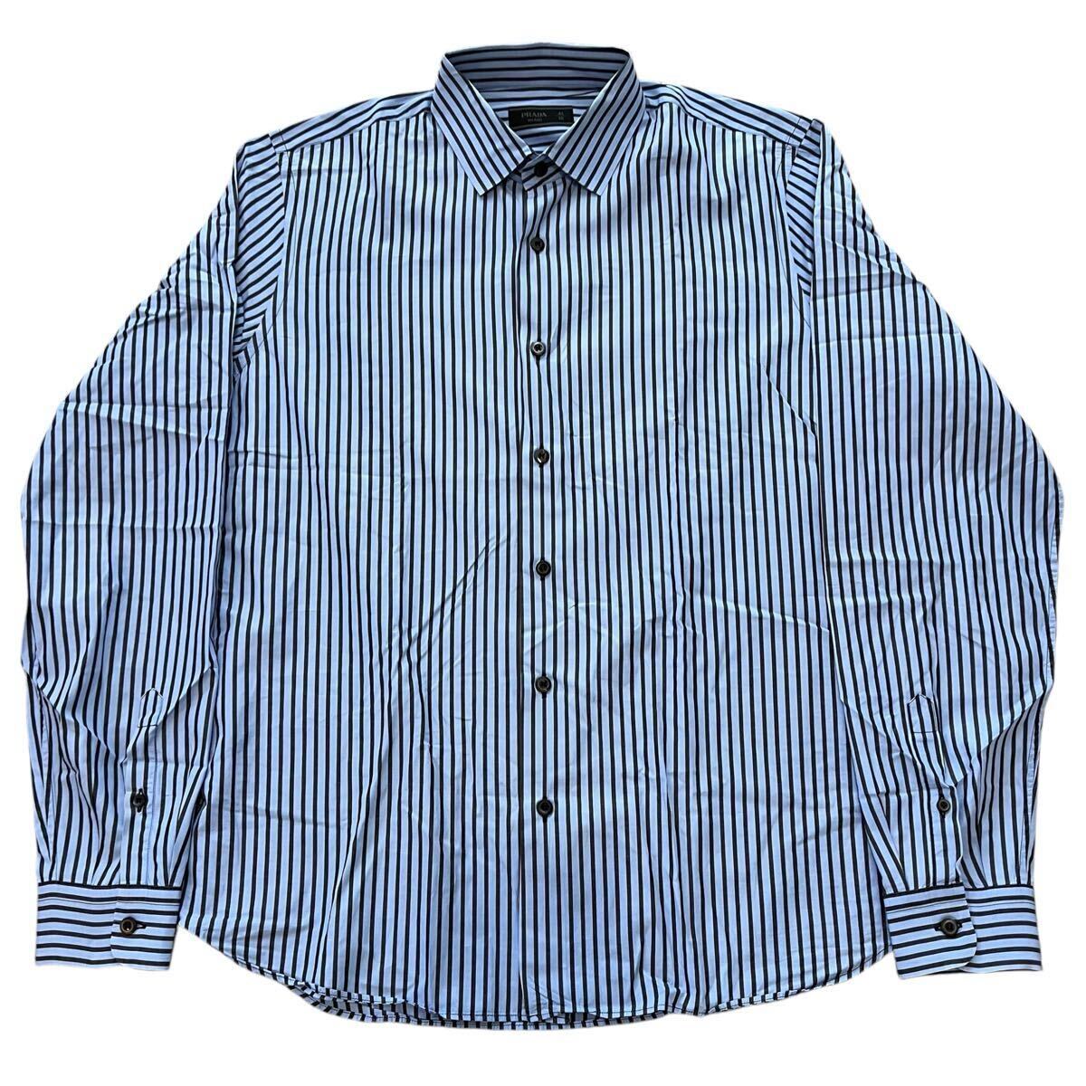 PRADA Cotton Button Down Striped Shirt プラダ ボタンダウン ストライプ 長袖シャツ拍卖