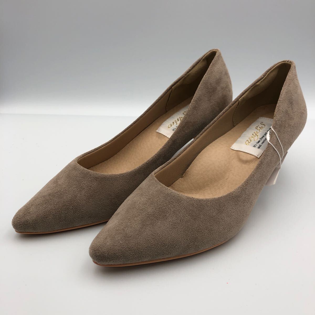 K465 anySiS エニィスィス レディース パンプス S 約 22cm ベージュ系 スエード調 美品 タグ付き拍卖