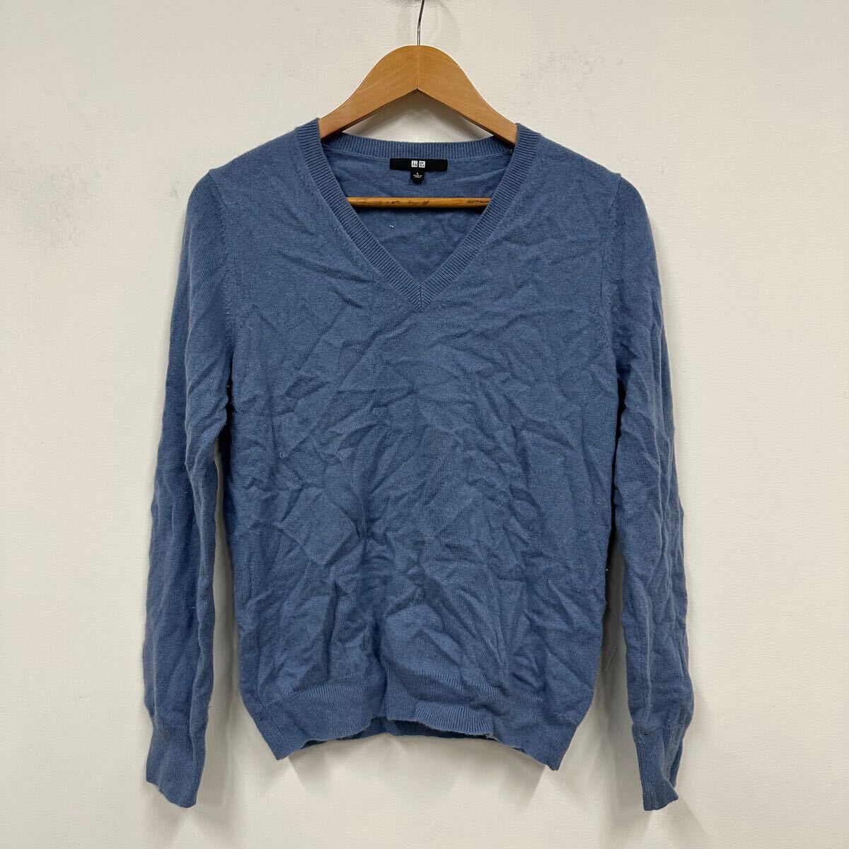UNIQLO ユニクロ カシミヤセーター ブルー系 レディース サイズL カシミヤ ニット Vネック a586拍卖