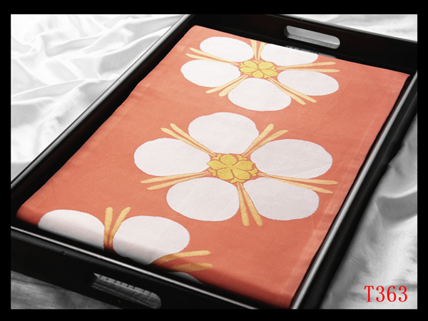 蔵【T363】厳選逸品 桜紋 珊瑚朱色地 気品豊かに 正絹純金糸高級美術名古屋帯 ◇検◇簪着物袋帯和装小物帯締め拍卖