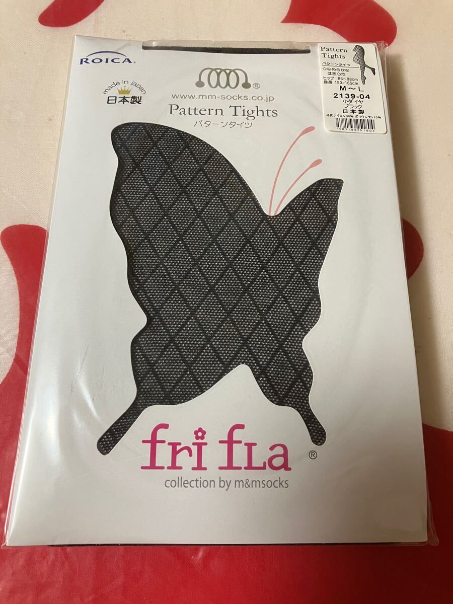 mm socks fri fla pattern tights 小ダイヤ ブラック パターンタイツ なめらかなはき心地 柄 デザイン 黒 拍卖