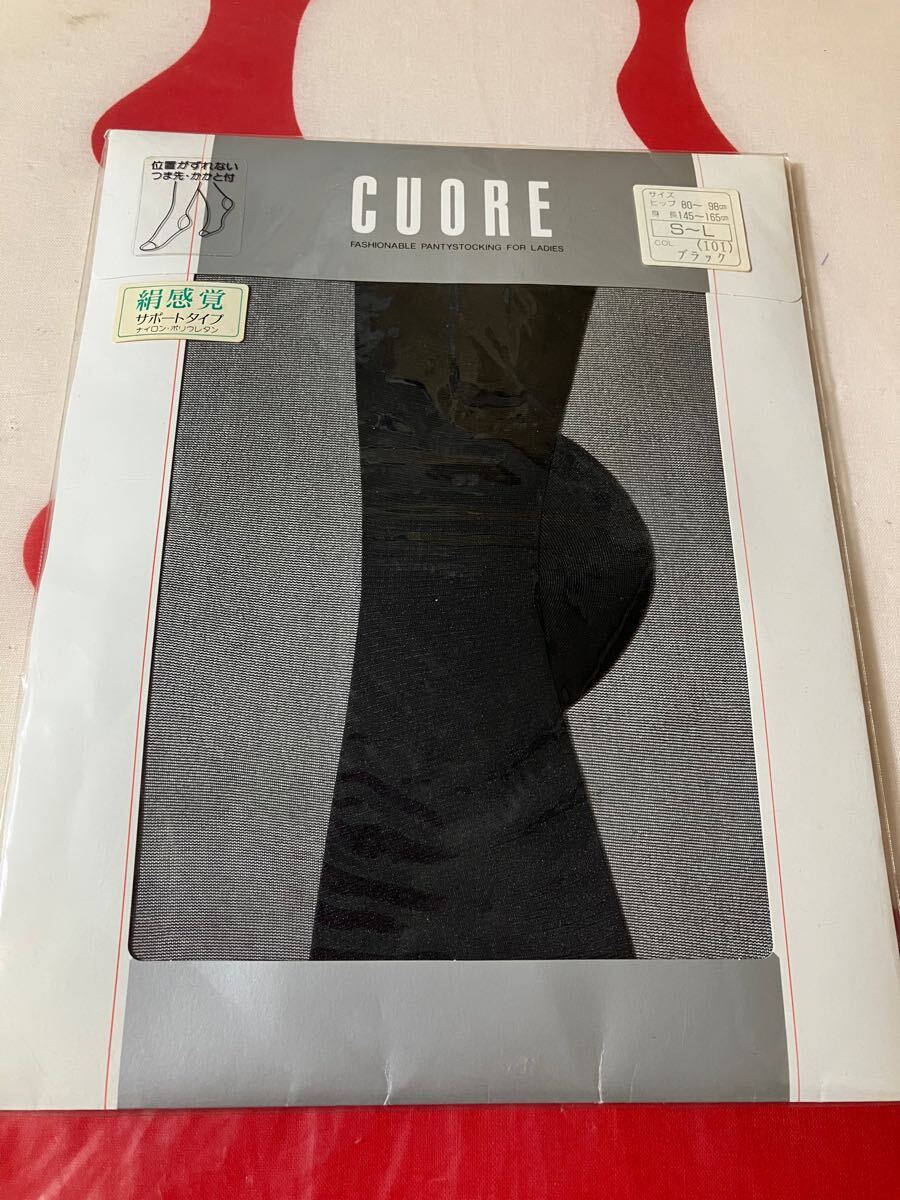クオーレ パンティストッキング 絹感覚 サポートタイプ つま先・かかと付 CUORE panty stocking パンスト ブラック 黒 black 拍卖