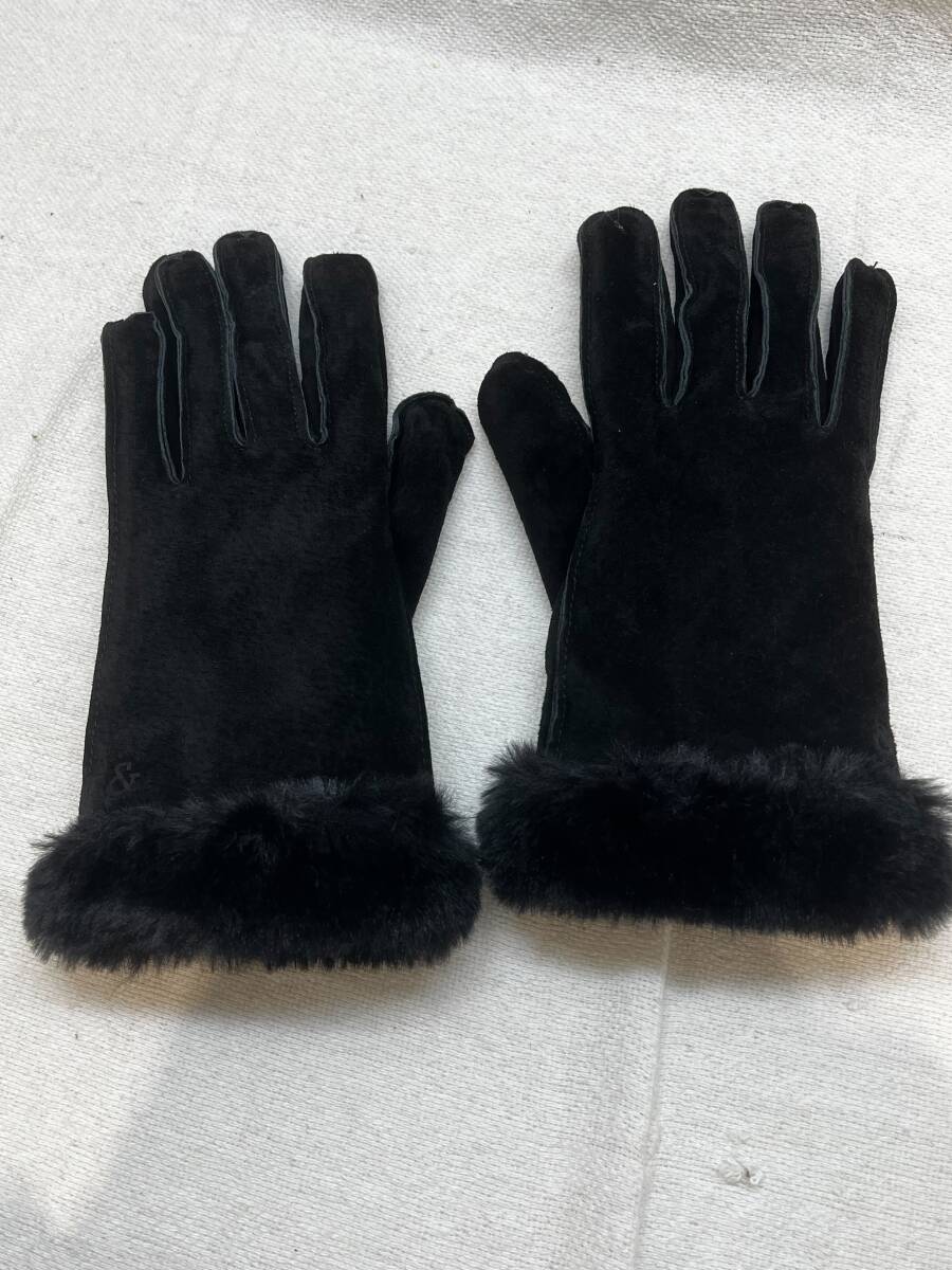 ♪♪#24769 手袋ブラック 裏起毛 防寒防風 スエード 防寒対策♪♪拍卖