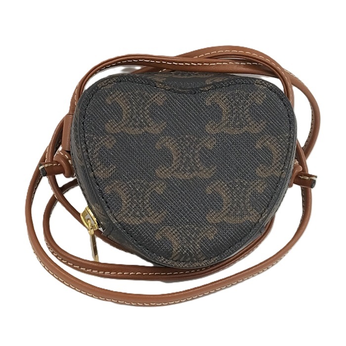 CELINE ショルダーバッグ マカダム ハート トリオンフ レザー ブラウン拍卖