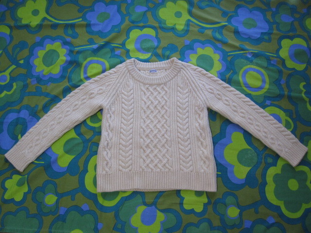 BEAMS BOY ビームスボーイ ケーブルニット セーター アイボリー サイズ/BOY ウール100 USEDキレイ拍卖