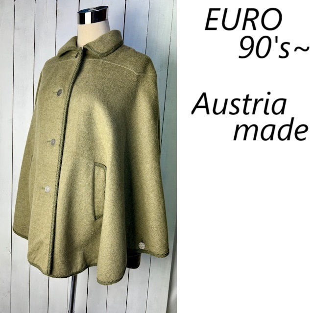90s~ オーストリア製 steinbock ウールチロルポンチョコート D36 オリーブグリーン ローデンケープ ヴィンテージ シュタインボック●147拍卖