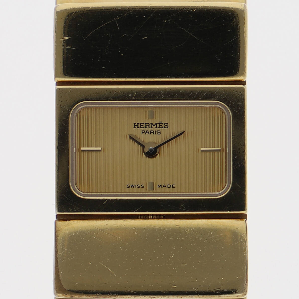 HERMES エルメス L01.201 ロケ ゴールドダイヤル GF クオーツ レディース【124691】拍卖