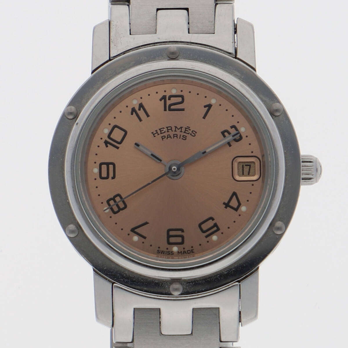 HERMES エルメス CL4.210 クリッパー ピンクダイヤル SS クオーツ 純正ボックス レディース【124474】拍卖