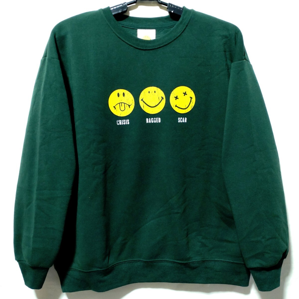 特価/未使用【サイズ=LL(レディス)】SMILEY FACE/スマイリー フェイス/婦人/裏起毛/スウェット/トレーナー/胸囲=93~101cm/green拍卖