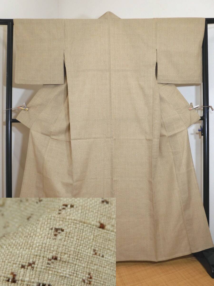 <銀の斧>正絹・本場結城紬単衣着物・手績ぎ手織り・草木染・結城紬・いざり機拍卖