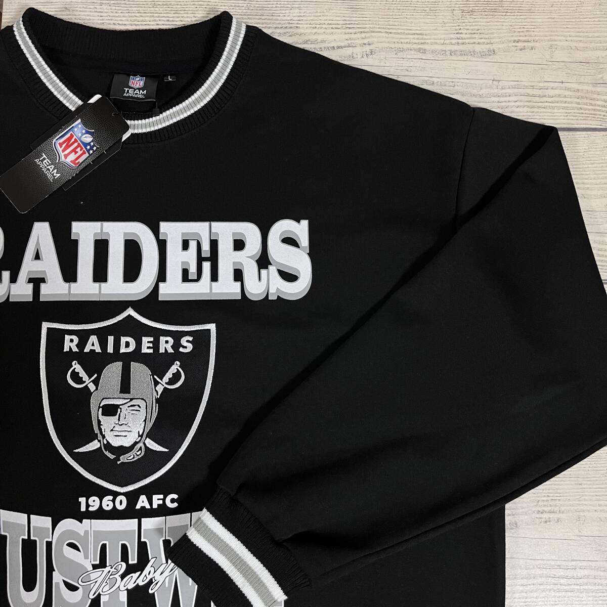 ★ RAIDERS (レイダース) ★ トレーナー Lサイズ 黒色 NFL アメリカンフットボール ラスベガス レイダース アメフト (タグ付き新品未使用) 拍卖