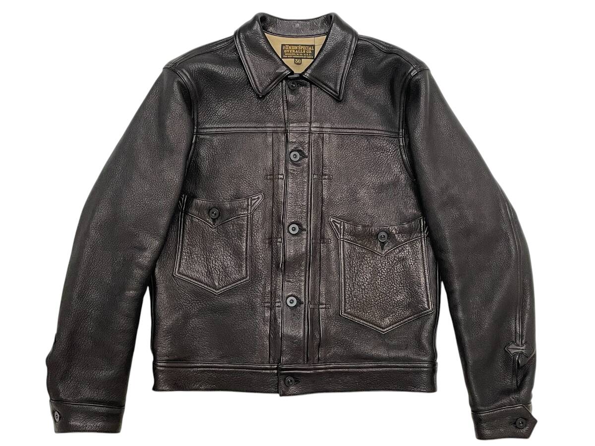 38 Freewheelers UNION SPECIAL OVERALLS CO. GOLD DIGGER JET BLACK フリーホイーラーズ ゴールドディガー ディアスキン ワークジャケット拍卖