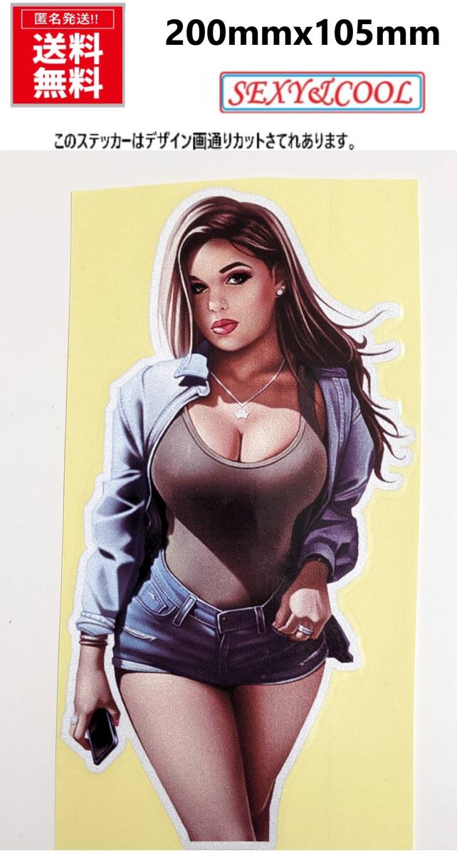 美品・美人 キラキラ♪・ロングヘア・ショートパンツ・外人・アート ピンナップガール・セクシーガール★セクシーステッカー★レトロ拍卖