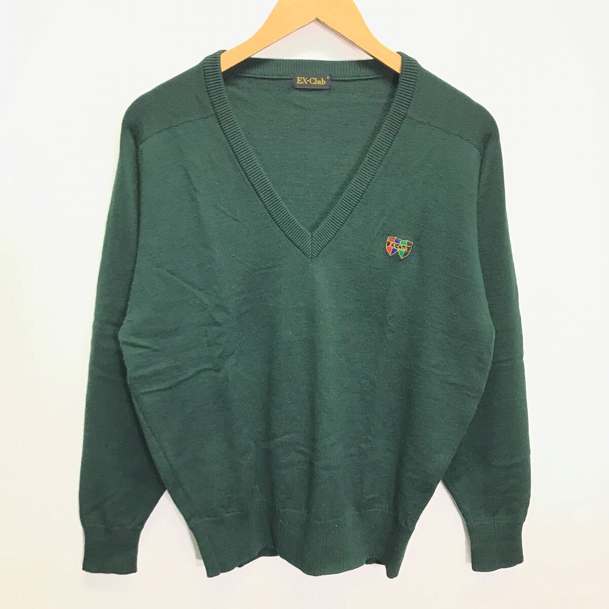 おしゃれゴルファー必見◎着心地抜群◎【EX-Club】Vネックセーター トップス ニット 大人カジュアル ワンポイントロゴ 秋冬 M /Y22820ii拍卖