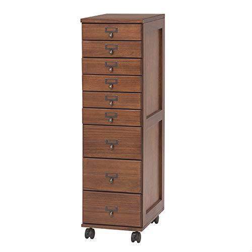 ● 萩原 多段チェスト 書類チェスト 書類 棚 A4 引出9段 【すぐに使える完成品】キャビネット ドキュメント 天然木 ネームプレート付拍卖