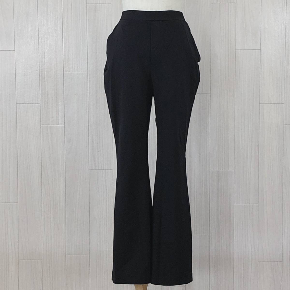 YAS1019 美品 AMERICAN HOLIC アメリカンホリック レディース ボトムス カジュアルパンツ ロング丈 Mサイズ ブラック 黒 無地 シック 春夏拍卖